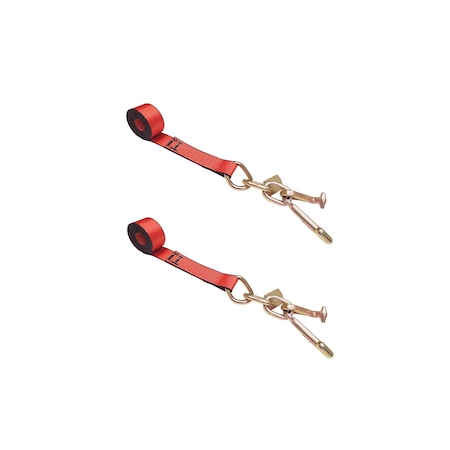 Tie 4 Safe 2" x 10' Tie Down Strap w/ TJ Cluster Hook for Wrecker Tow Truck Auto Hauling, 2PK TWS65-5210-TJ-R-2